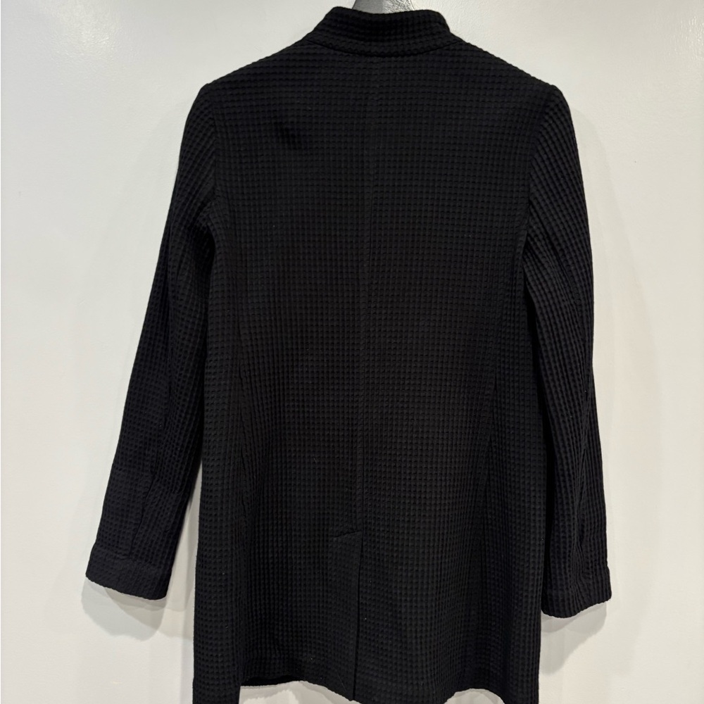 Eileen Fisher Black Ribbed Trench Coat - Picture 12 of 16